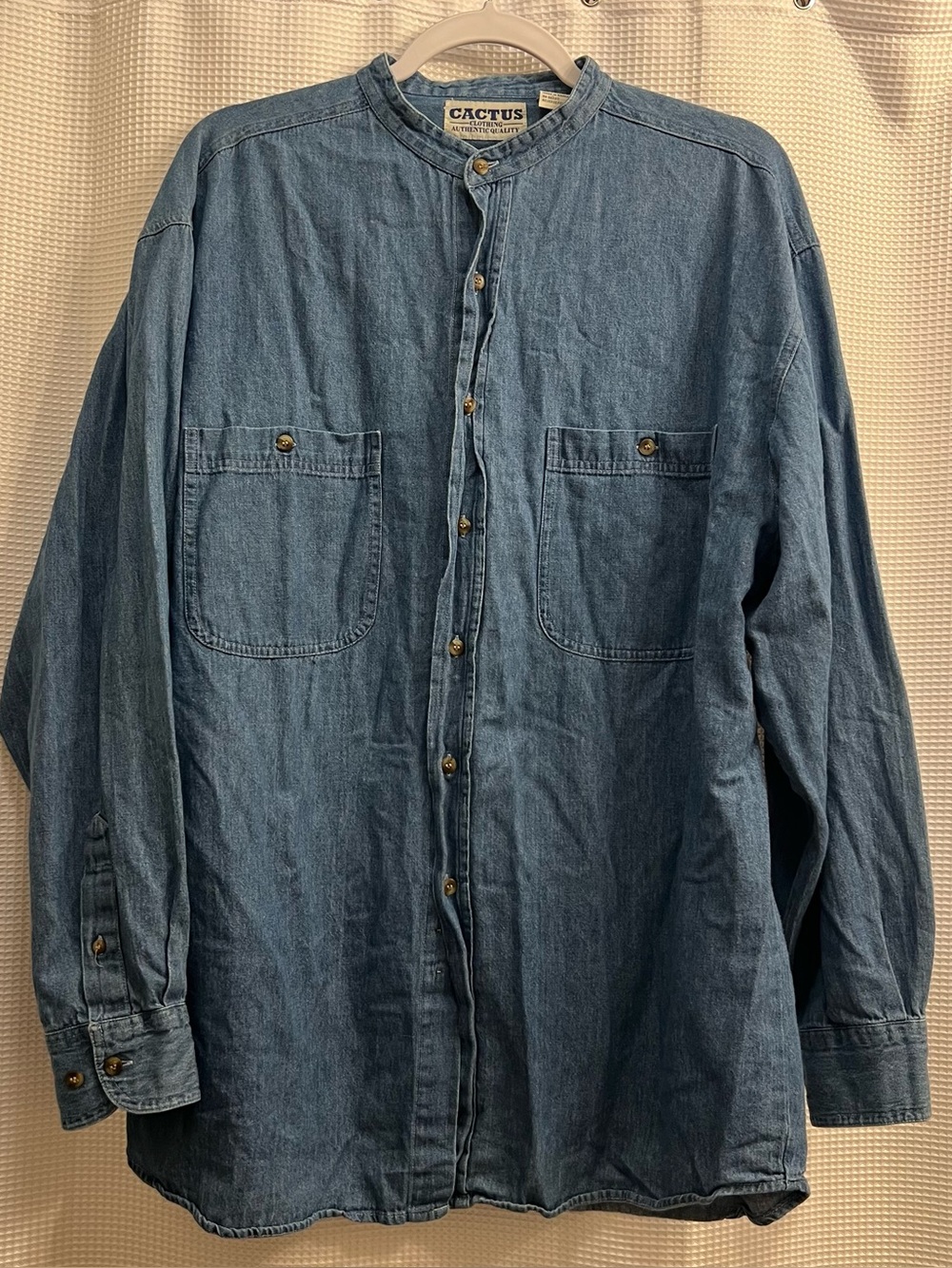 Mens vintage Cactus Denim Button-Up Shirt Jacket